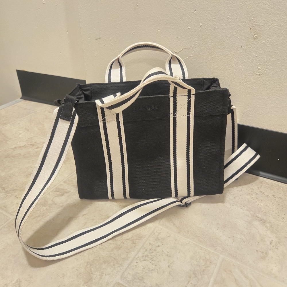 Stylish Black and White Striped Men's Bag